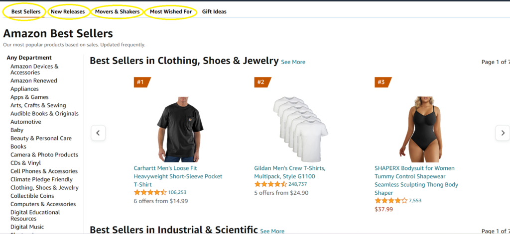 Amazon.com Best Sellers page