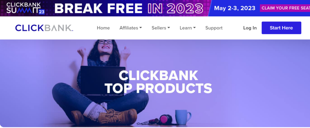 Screenshot from Clickbank showing their best products blog post
